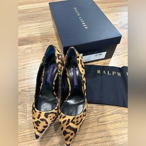 NWT Ralph Lauren purple label Armissa Leopard Haircalf heels